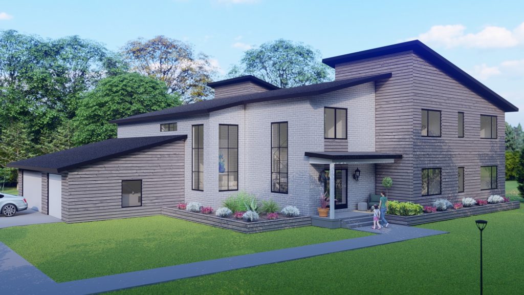 Rendering of a updated mid century modern style home